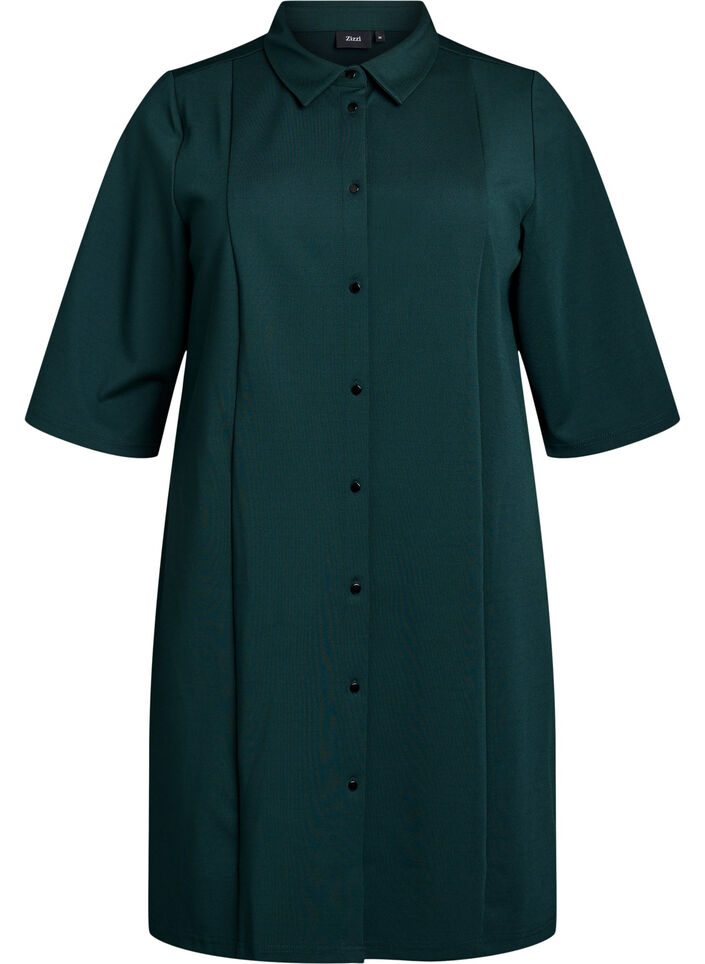 Short shirt dress with 3/4 sleeves, Green, Packshot image number 0