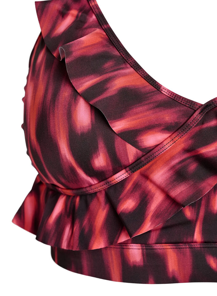Bikini top with print and ruffle details, Pink, Packshot image number 2