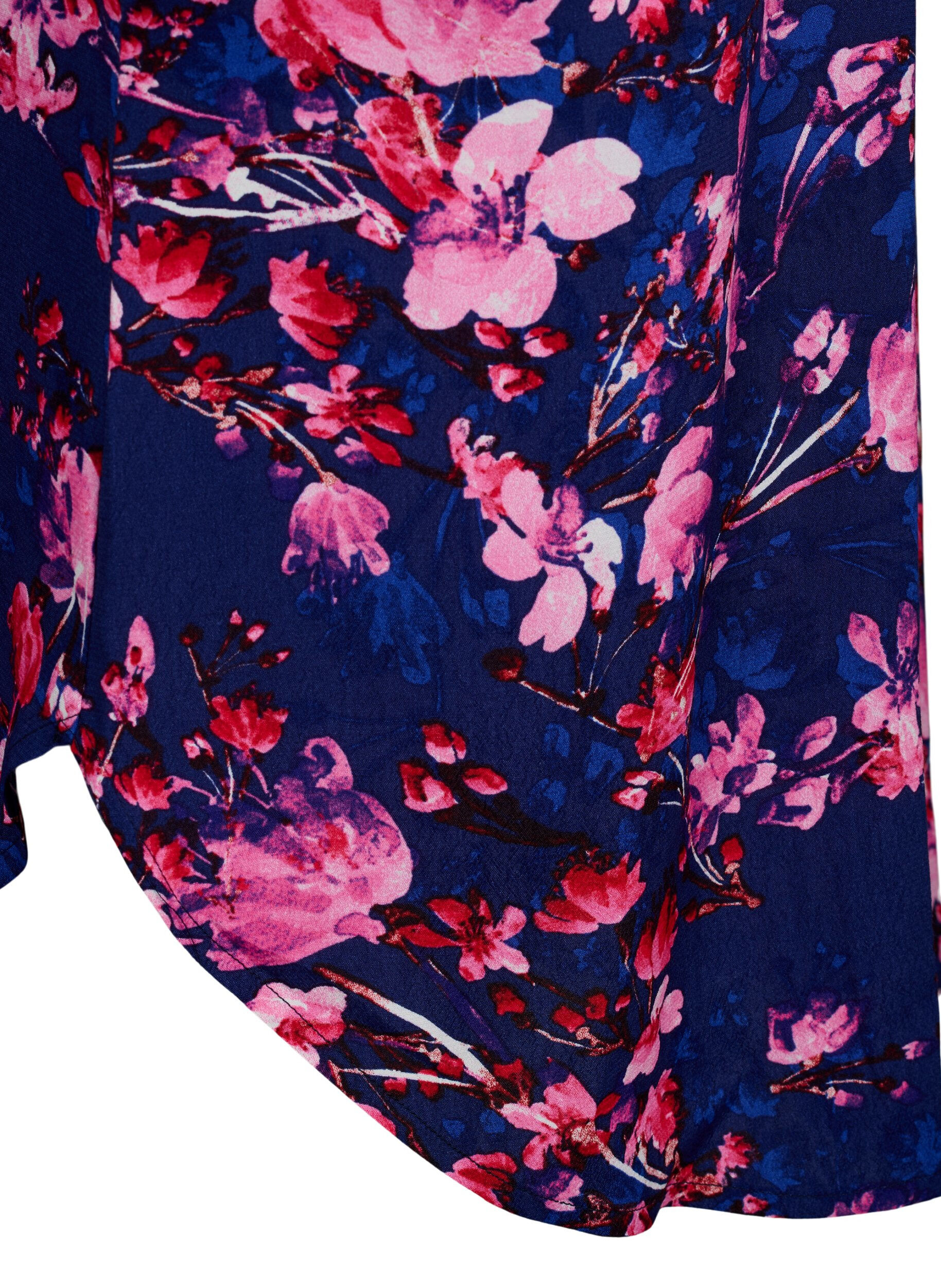 Zizzifashion Viscose midi dress with floral print, B. Blue Pink Flower, Packshot image number 2