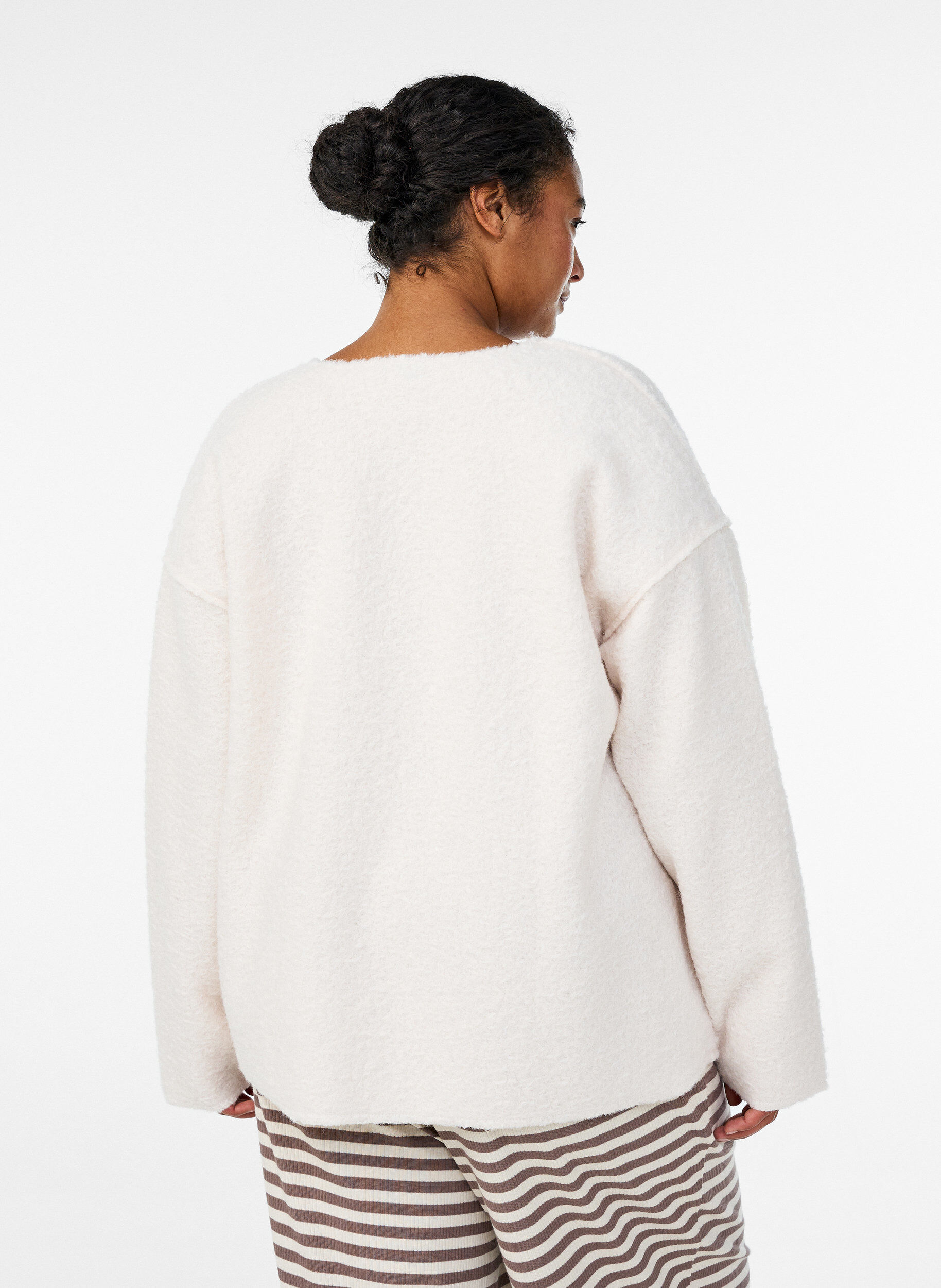 ZizzifashionLoose cardigan with pockets, Vanilla, Model image number 2