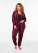 Velour cardigan with zipper and high collar, Dark Bordeaux, Model image number 1