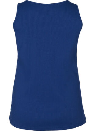 Top with a round neck in ribbed fabric, Twilight Blue, Packshot image number 1