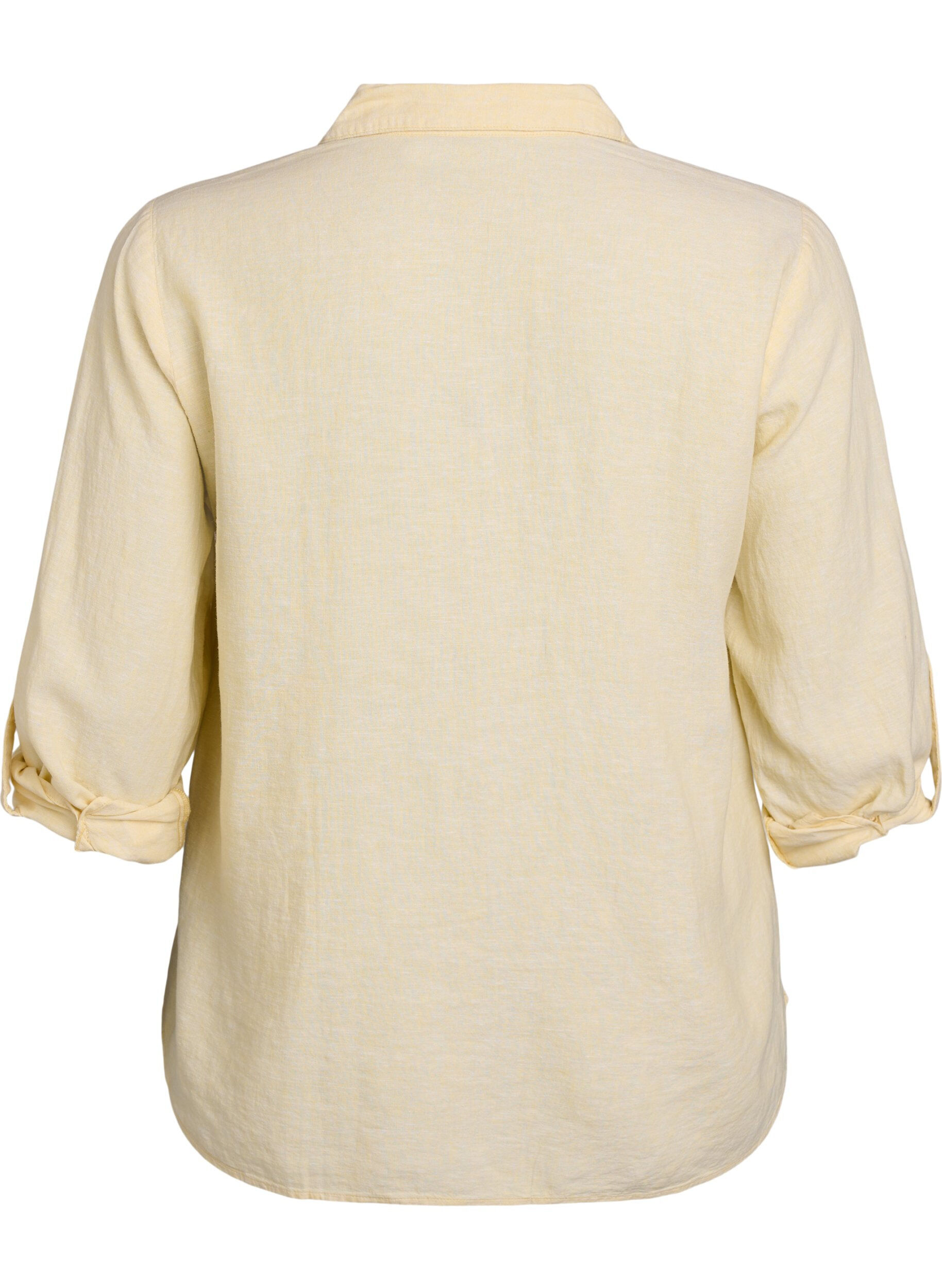 ZizzifashionShirt in linen and viscose with 3/4 sleeves, Yellow, Packshot image number 1