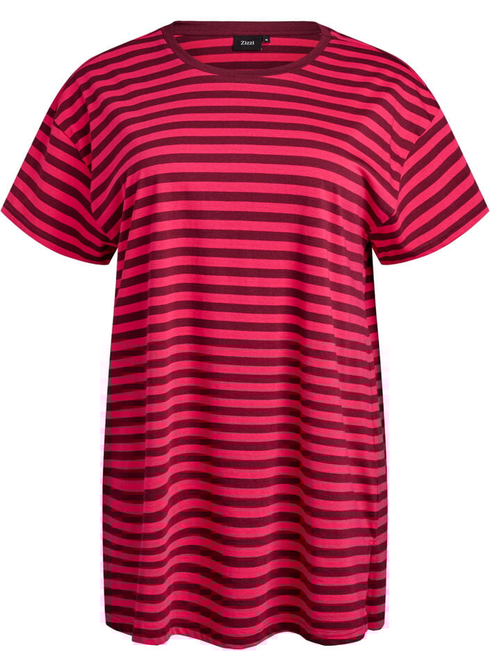 Long striped night T-shirt, Pink, Packshot image number 0