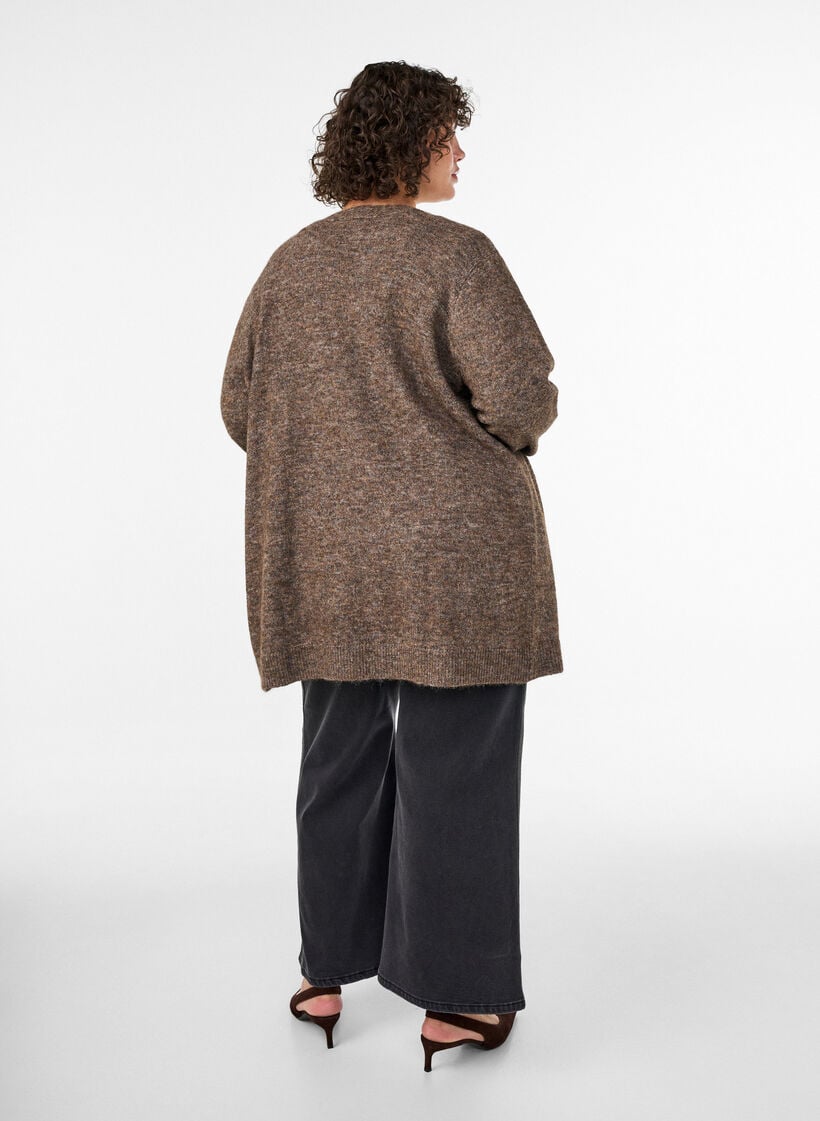 Long cardigan with pockets, Brown, Model image number 2