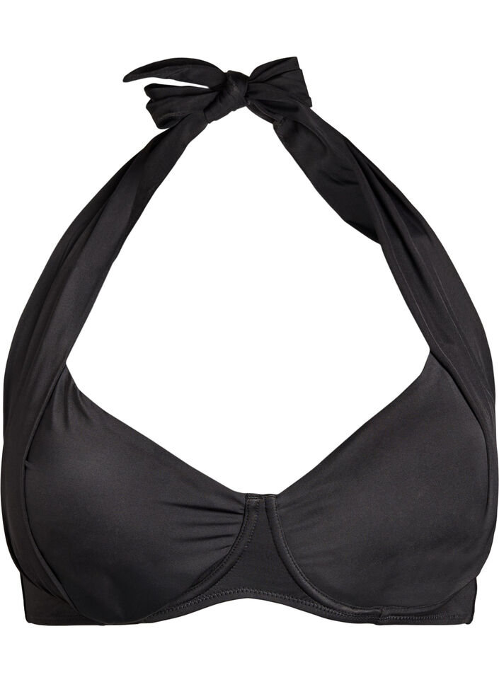 Bikini top with underwire and halterneck, Black, Packshot image number 3