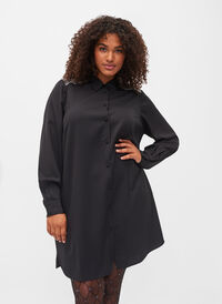 Long shirt with beaded details, Black, Model