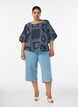 Viscose blouse with paisley print and balloon sleeves, Blue, Model image number 1