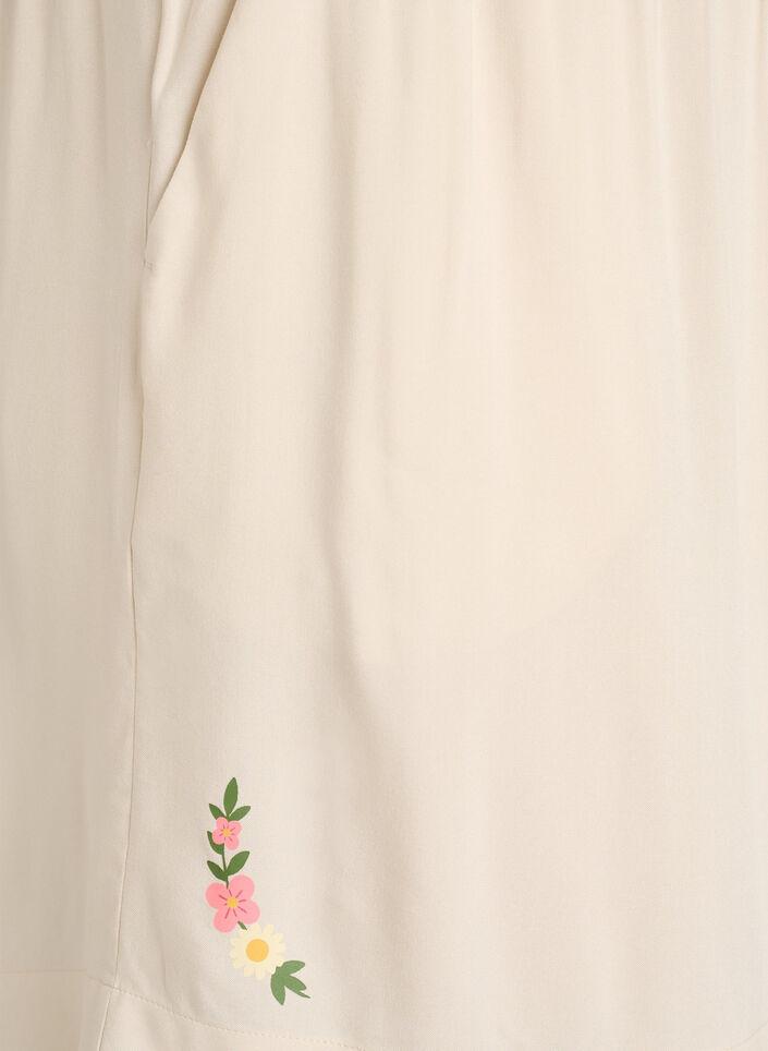 Loose pyjama shorts in viscose with a high waist, Beige, Packshot image number 3