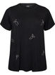 Viscose T-shirt with rhinestones, Black, Packshot image number 0