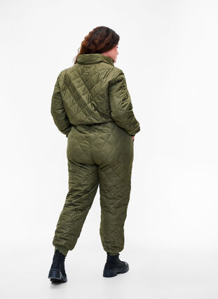 Quilted thermal jumpsuit with adjustable waist, Forest Night, Model image number 1