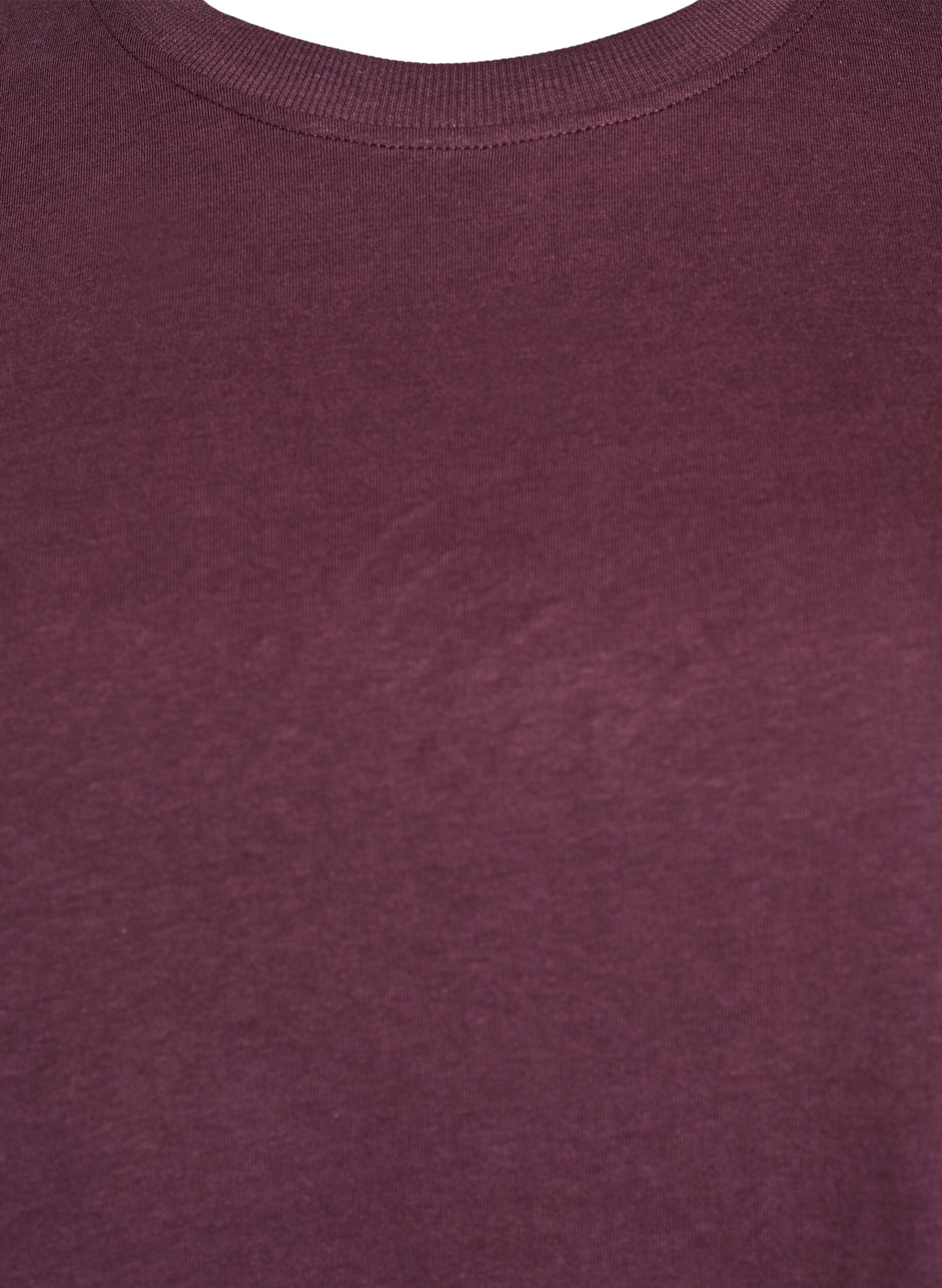 ZizzifashionBasic cotton T-shirt with round neck, Dark Bordeaux, Packshot image number 2