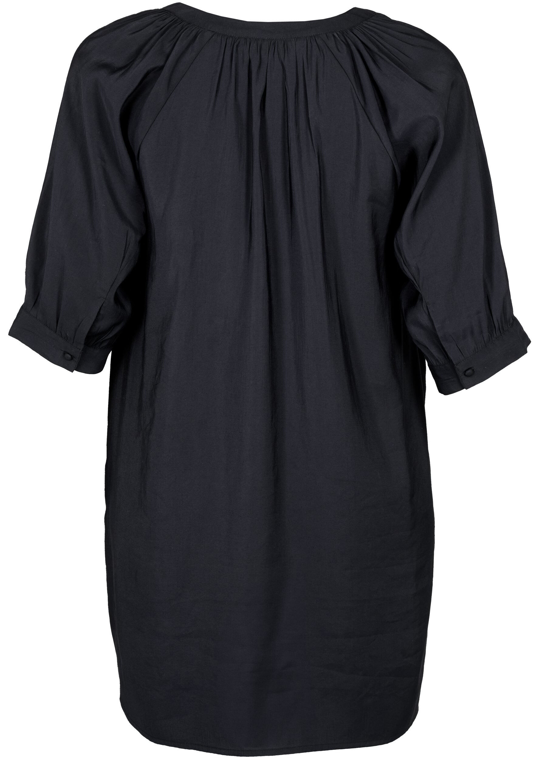 Zizzifashion Viscose tunic with 3/4 sleeves, Black, Packshot image number 1