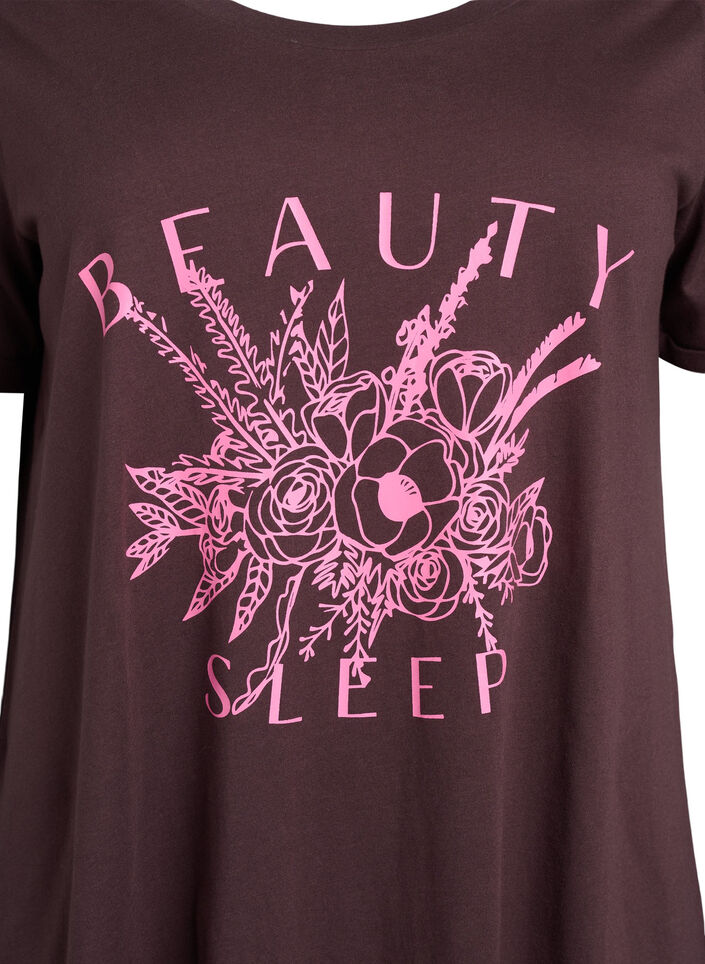 Short-sleeved nightgown in organic cotton, Brown, Packshot image number 2