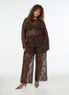 Mesh blouse with flowers and sequins, Brown, Model image number 1