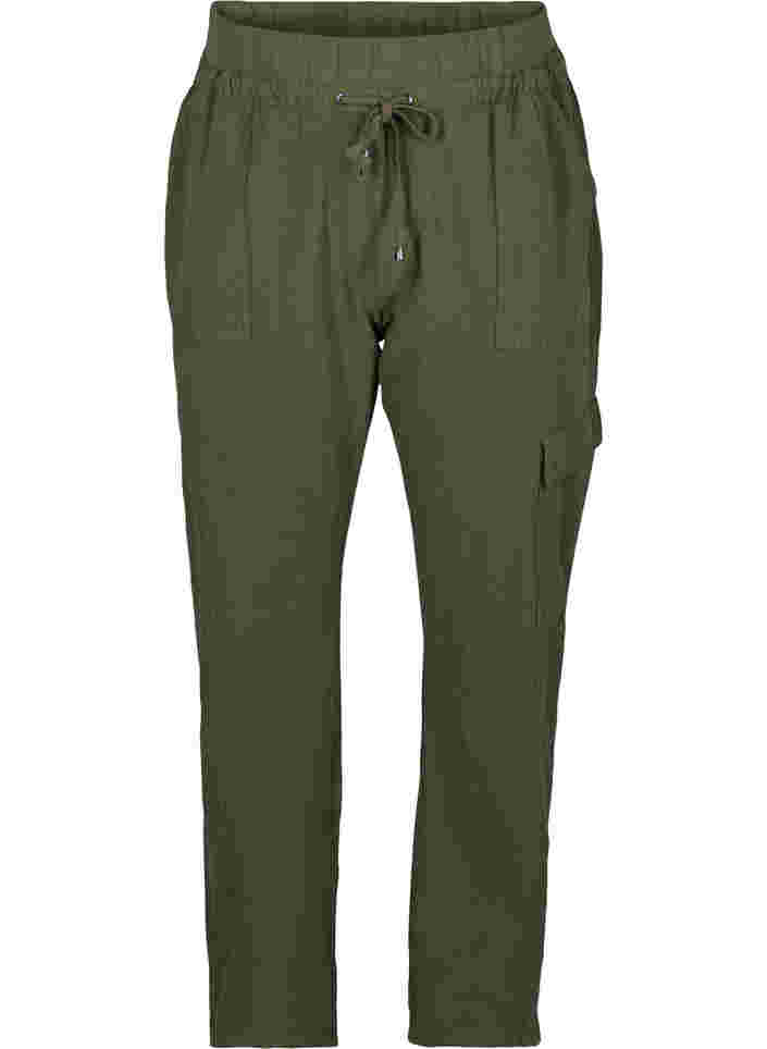Loose cotton trousers, Ivy Green, Packshot image number 0