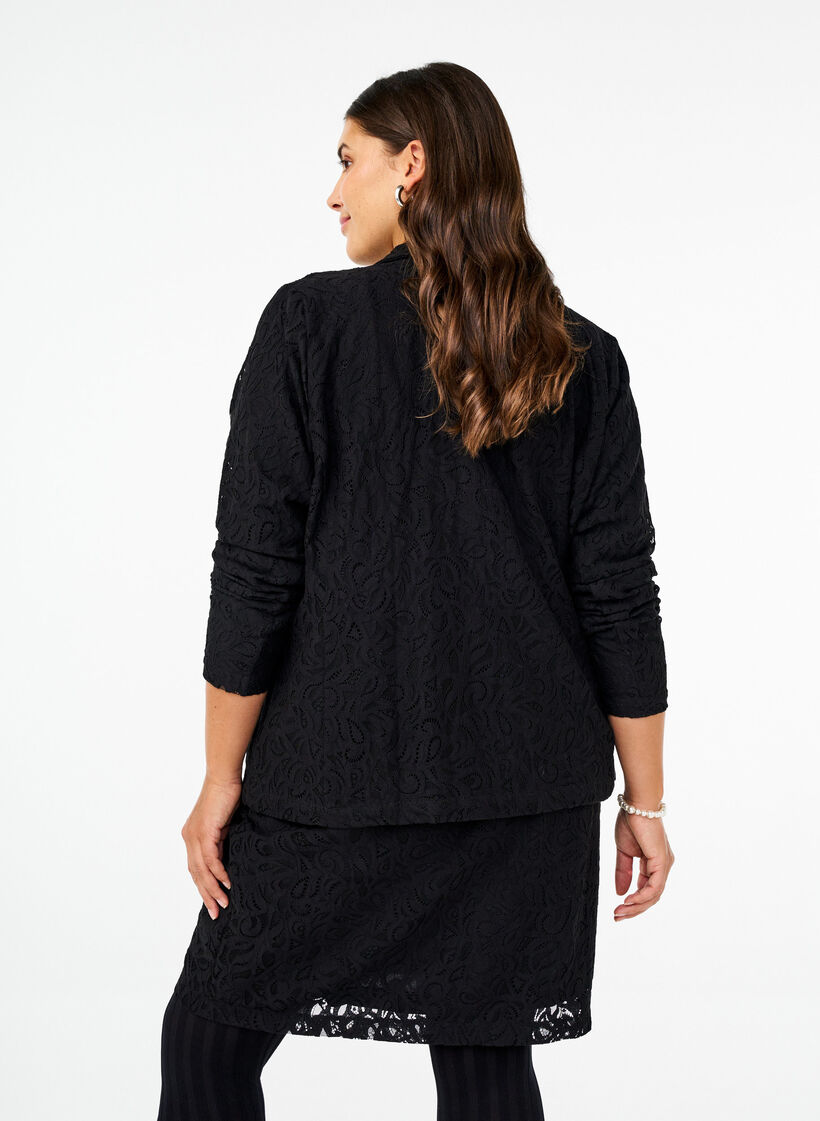 Lace blazer with pockets, Black, Model image number 1