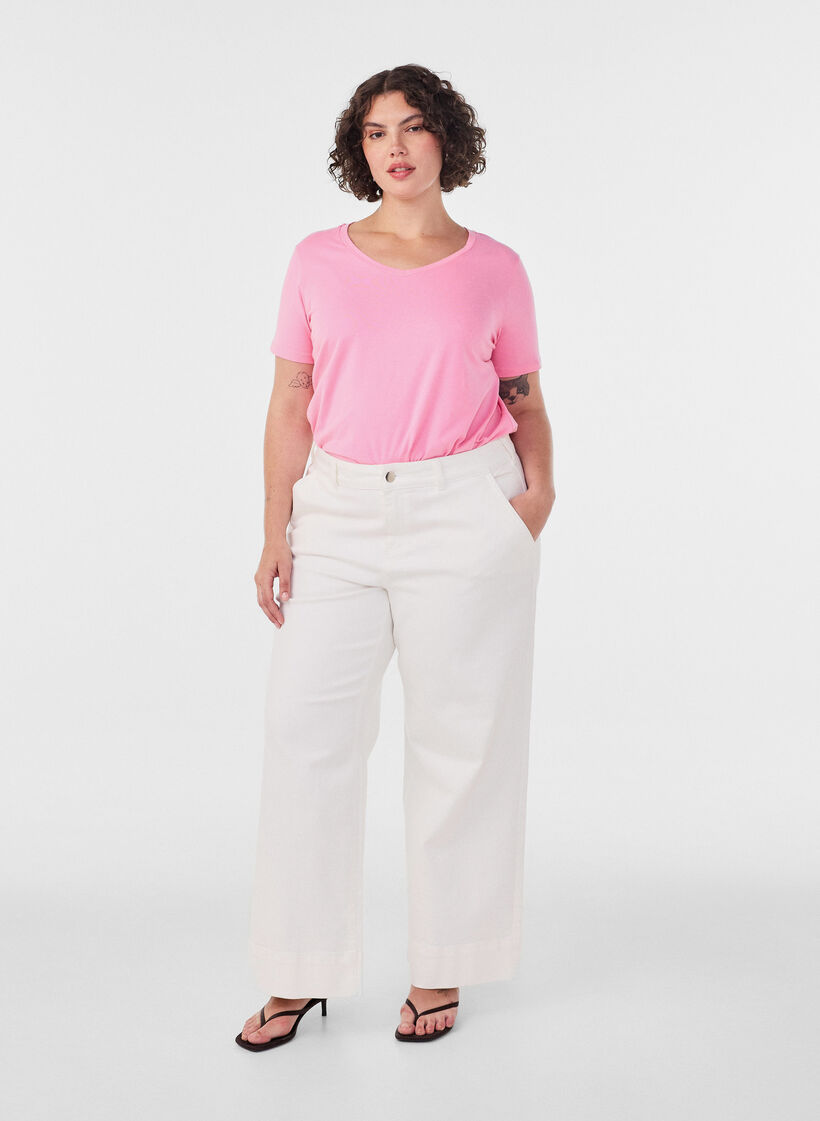 Basic plain cotton t-shirt, Pink, Model image number 1