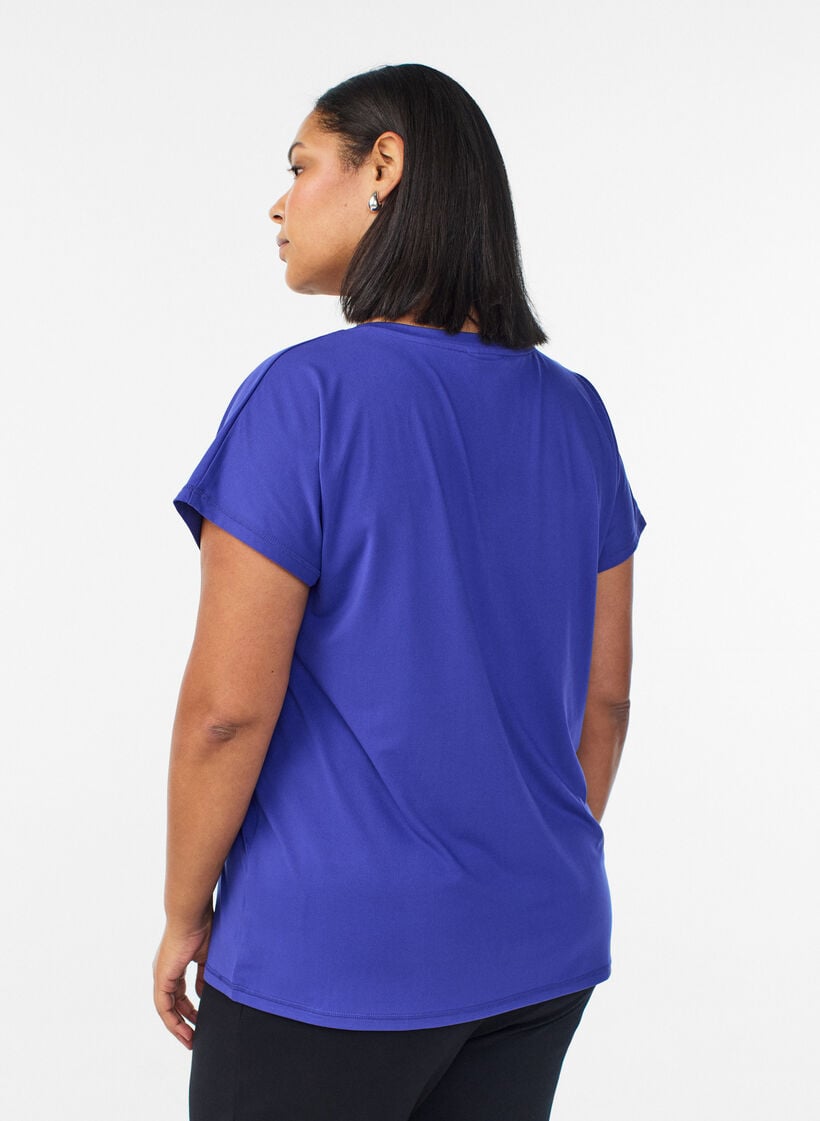 Loose training t-shirt with v-neck, Purple, Model image number 2