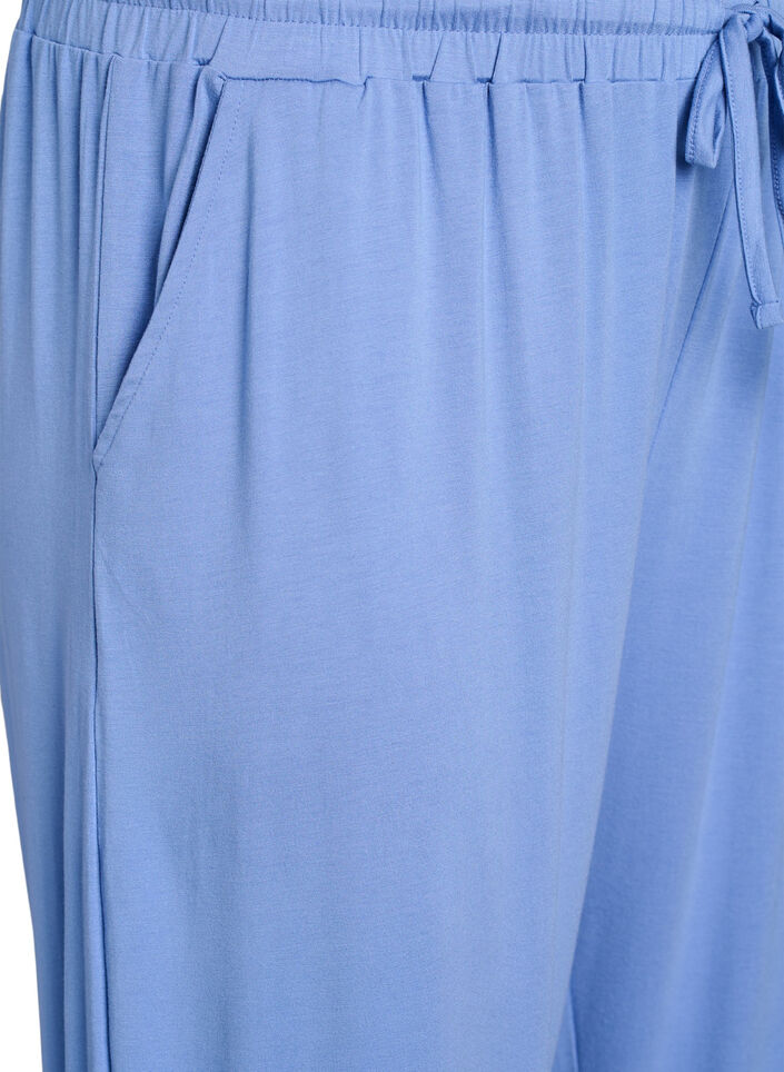 Loose night trousers in viscose jersey with pockets, Blue, Packshot image number 2