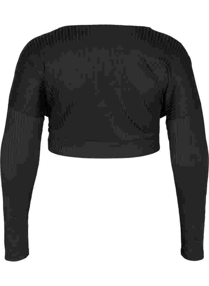 Crop top with long sleeves, Black, Packshot image number 1
