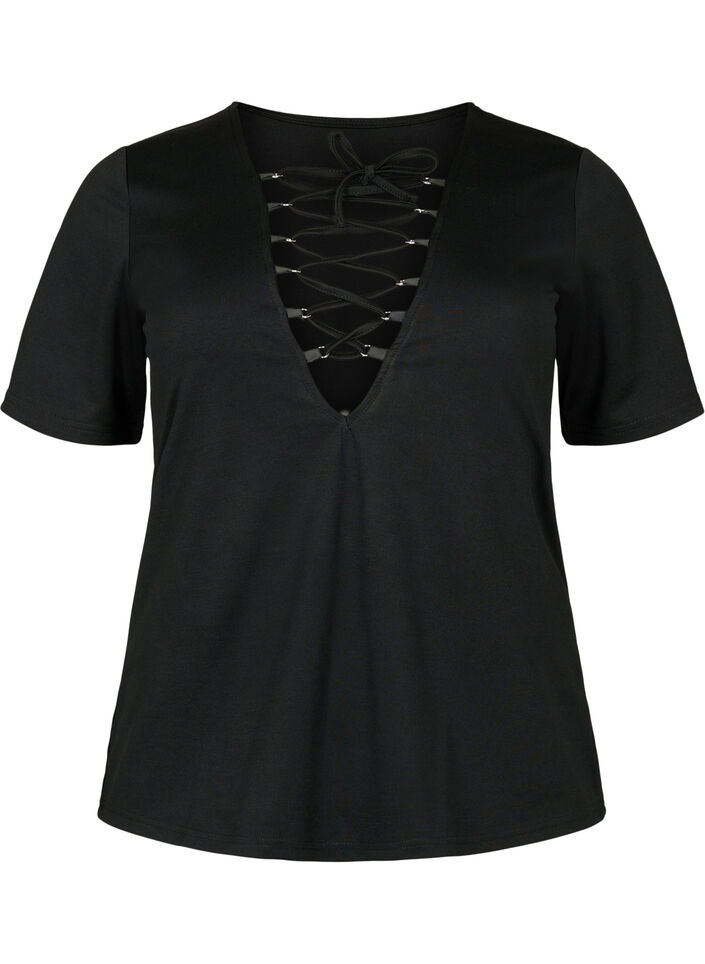 Reversible blouse with drawstring detail, Black, Packshot image number 0