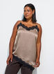 Strappy top with lace and an asymmetrical hem, Beige, Model image number 0