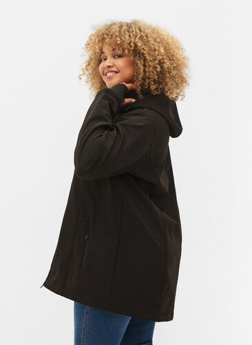 Short softshell jacket with detachable hood, Black, Model image number 1
