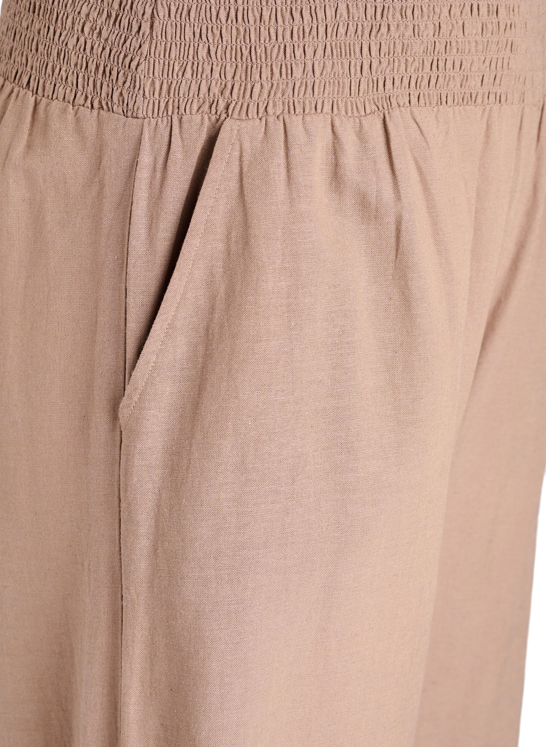 Zizzifashion Smock pants with linen, Brown, Packshot image number 2