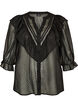 Sheer shirt blouse with dots and ruffle details, Black, Packshot image number 0