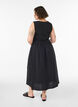 Sleeveless cotton midi dress with rib and muslin, Black, Model image number 1