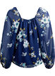 Chiffon blouse with floral print and long sleeves, Blue, Packshot image number 1