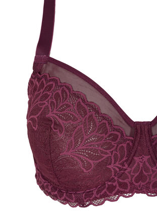 Lace bra with underwire and mesh details, Winetasting, Packshot image number 2