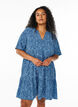 Short sleeve dress with a-line and cutlines, Blue, Model image number 0