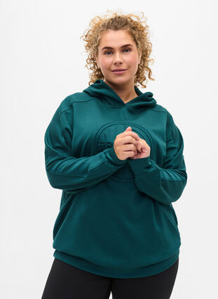 Loose-fitting hooded sweatshirt, Deep Teal, Model image number 0