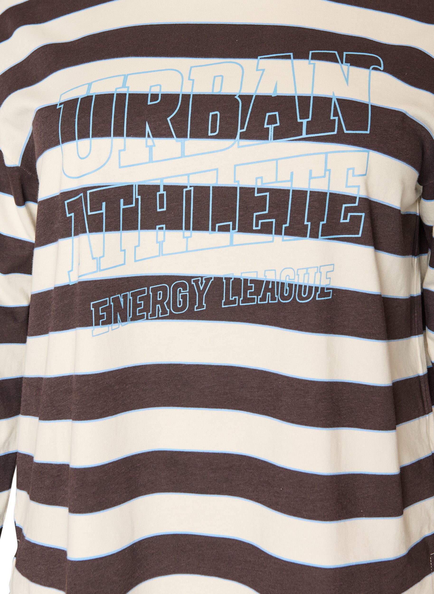 ZizzifashionStriped jersey blouse with a sporty text print, Brown, Packshot image number 2