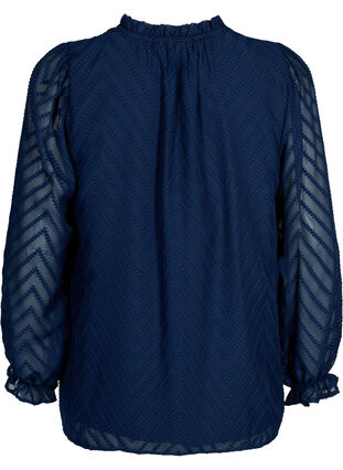 Blouse with long sleeves and frill details, Navy Blazer, Packshot image number 1