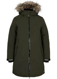 Waterproof winter jacket with detachable hood, Forest Night, Packshot