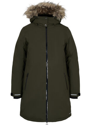 Waterproof winter jacket with detachable hood, Forest Night, Packshot image number 0