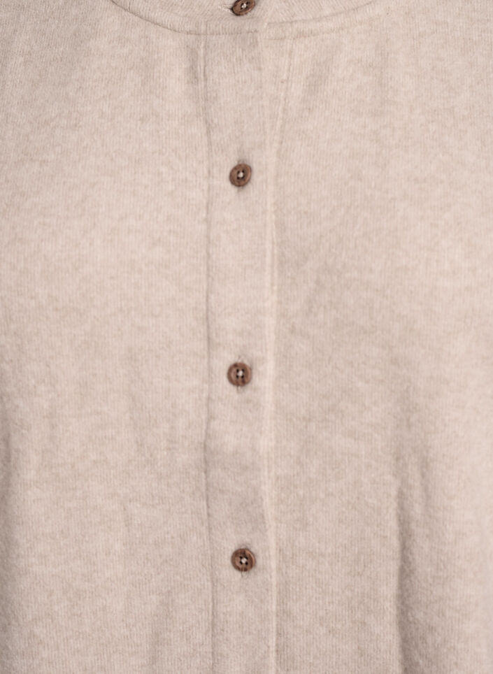 Jersey cardigan with round neck and buttons, Beige, Packshot image number 2