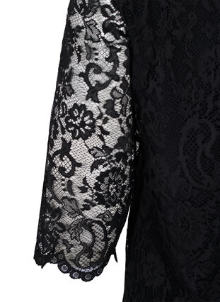 Lace blouse with 3/4 sleeves, Black, Packshot image number 3