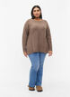Melange pullover with side slit, Walnut/White Mel., Model image number 2