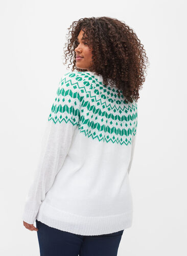 Knitted jumper with jacquard pattern, Jolly Green Comb, Model image number 1