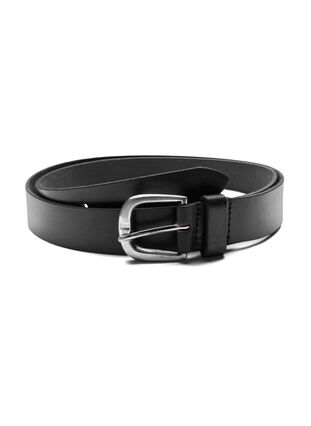 Leather belt with buckle, Black, Packshot image number 0