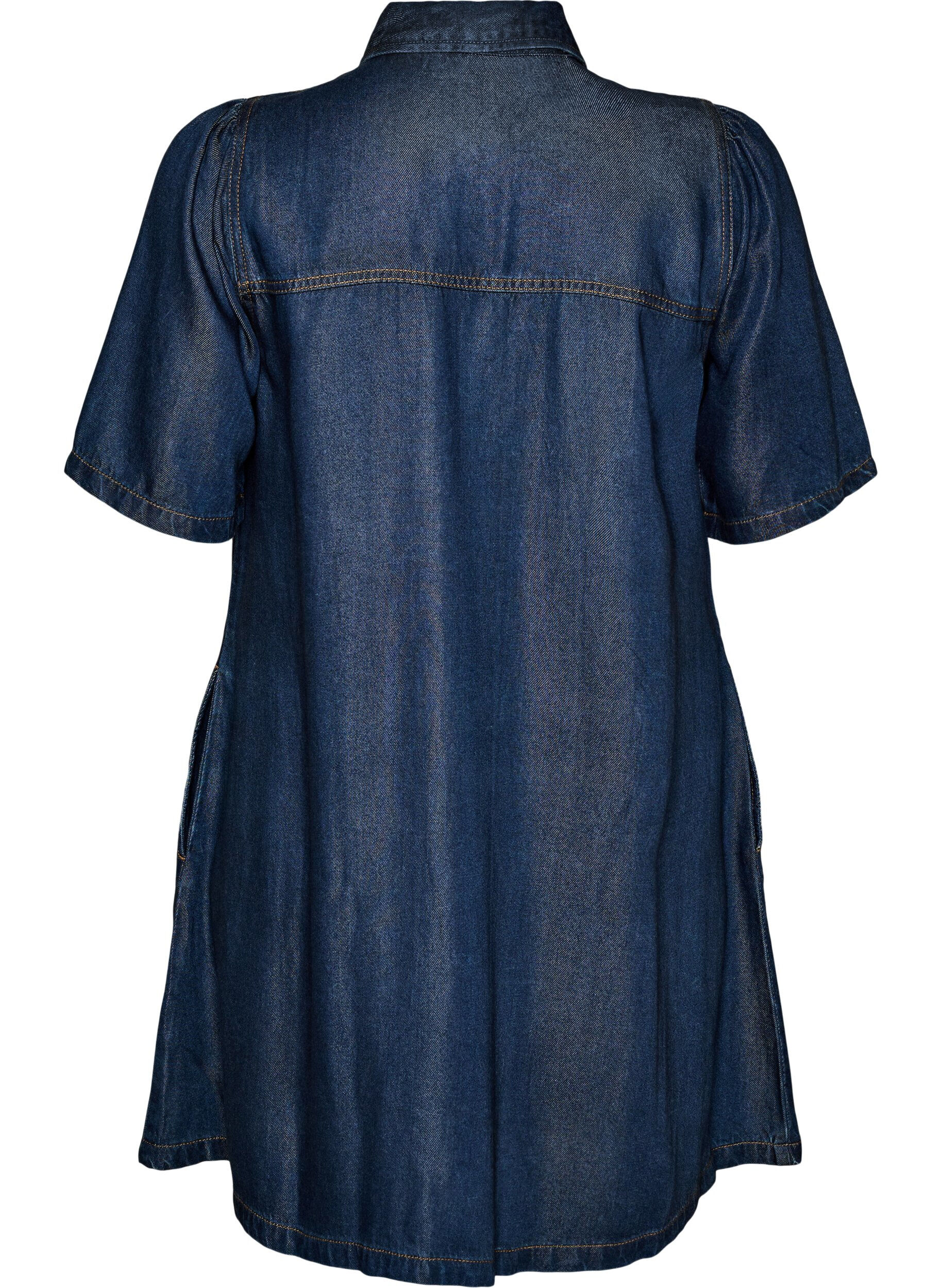 ZizzifashionDenim dress in lyocell with buttons and short sleeves, Blue, Packshot image number 1
