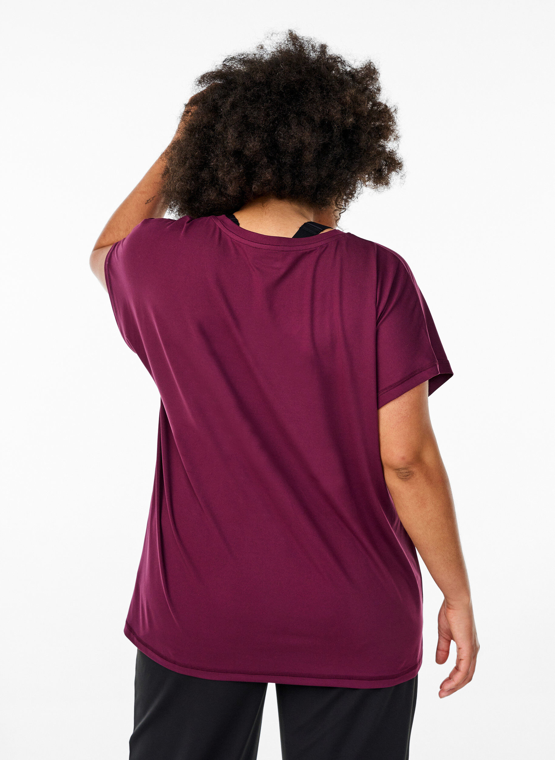 ZizzifashionLoose training t-shirt with v-neck, Red, Model image number 2