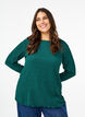 Long-sleeved blouse with rhinestones, Green, Model image number 0