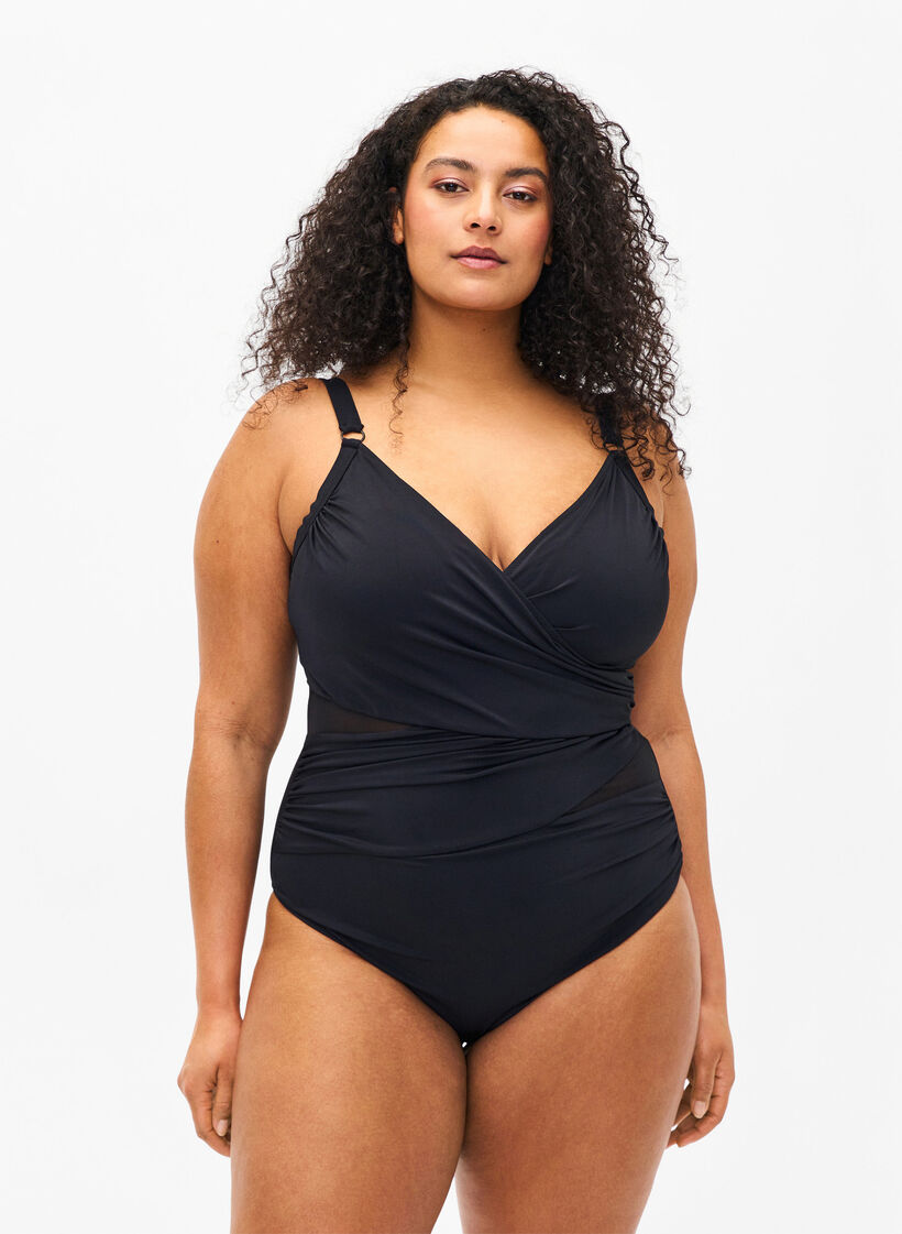 Swimsuit with wrap, Black, Model image number 0
