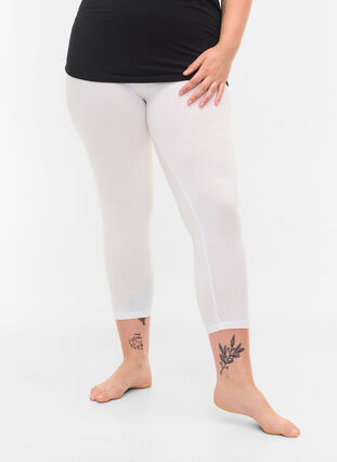 3/4 length basic leggings, Bright White, Model image number 2