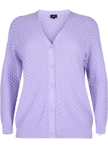 Patterned cotton cardigan, Lavender, Packshot image number 0